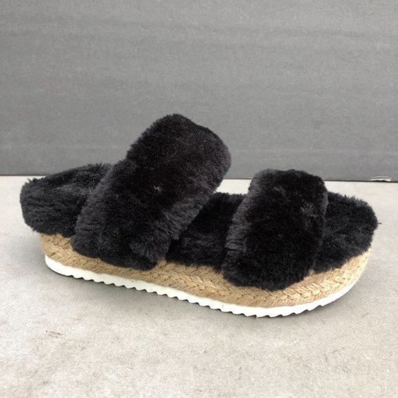Steve Madden Katana Women's black faux fur slides size 6.5 - Picture 3 of 6